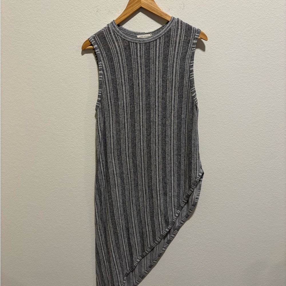 Anthropology pebble stone Black & White Striped Asymmetrical Dress